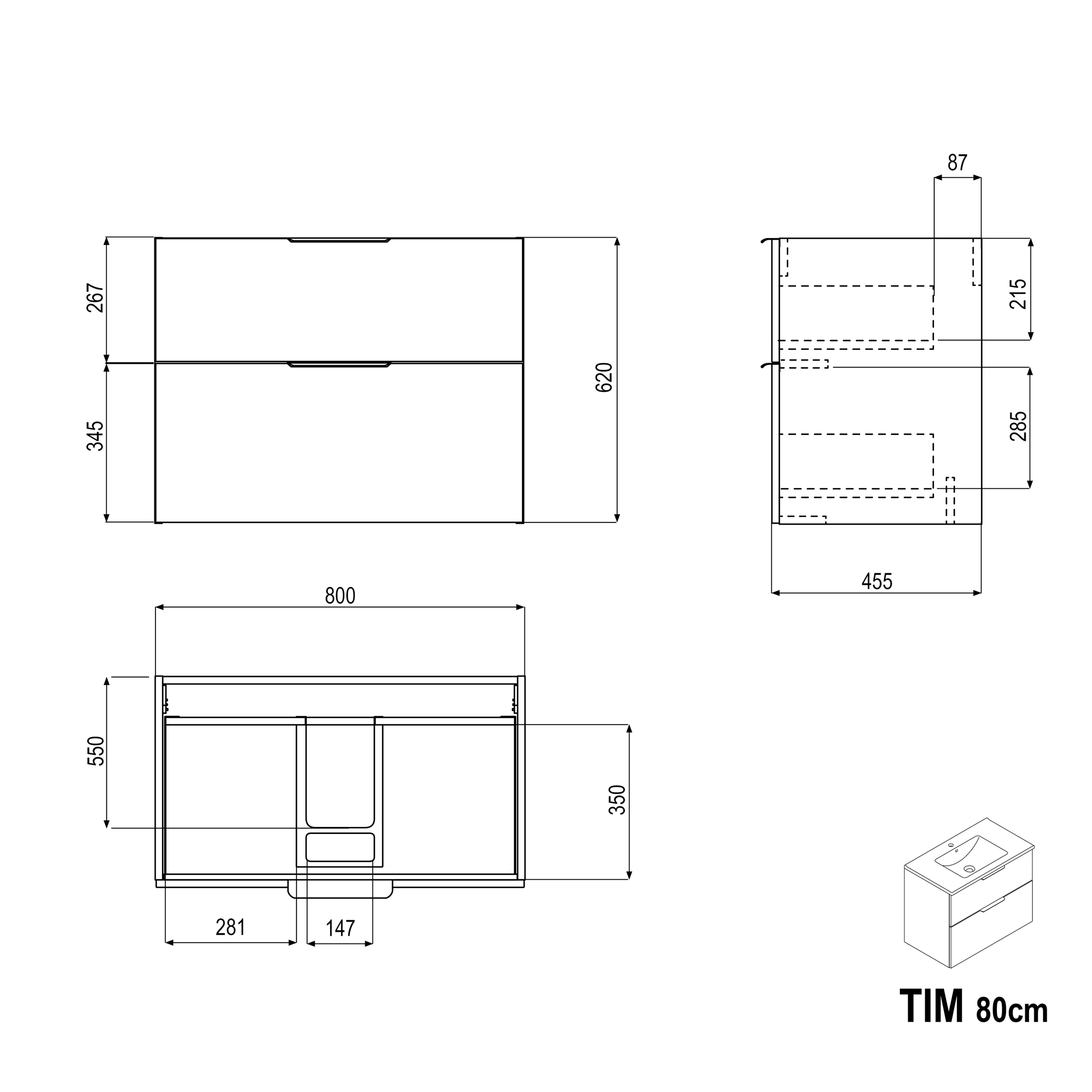 Meuble salle de bain TIM 80 cm