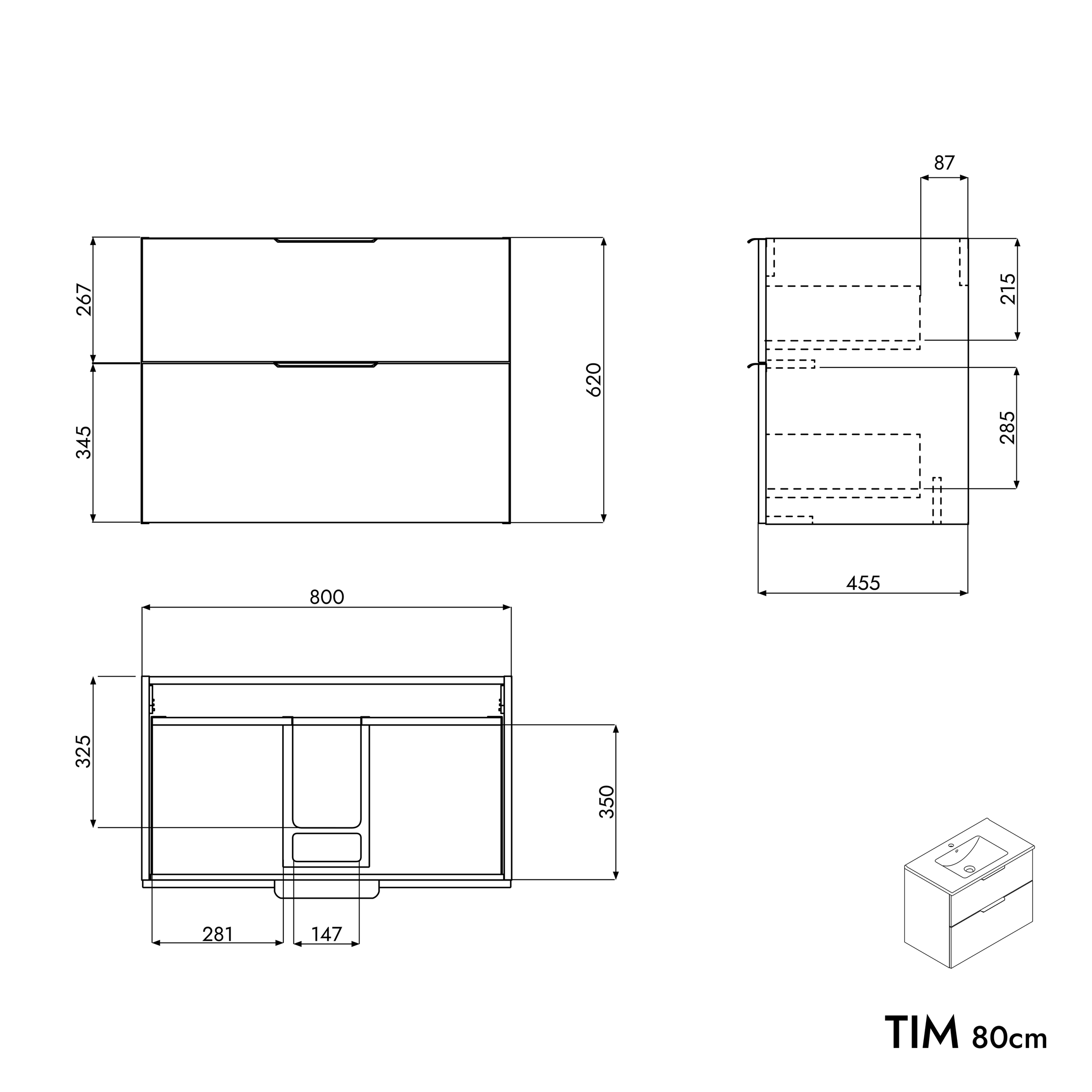 Meuble salle de bain TIM 80cm