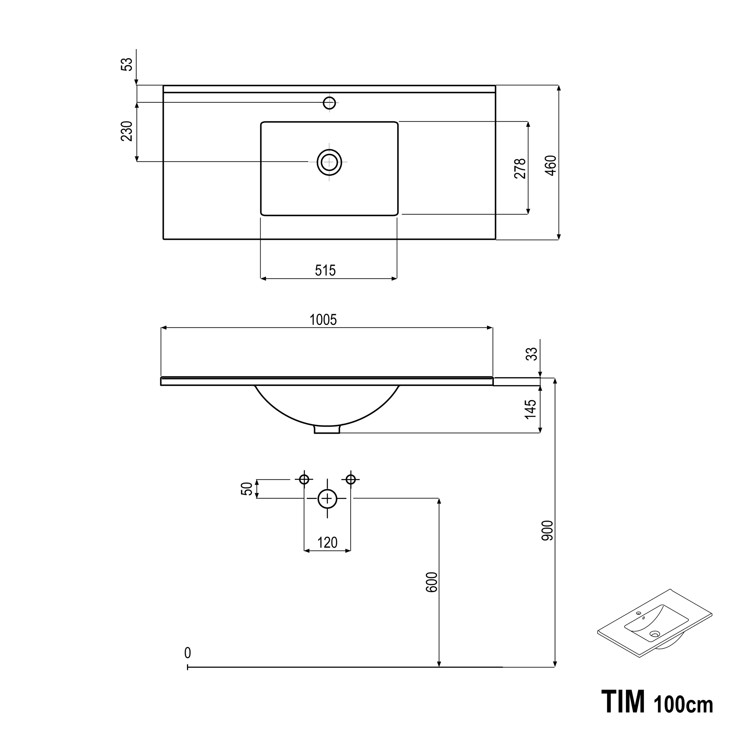 Ensemble de meubles de salle de bain TIM 100 cm avec lavabo
