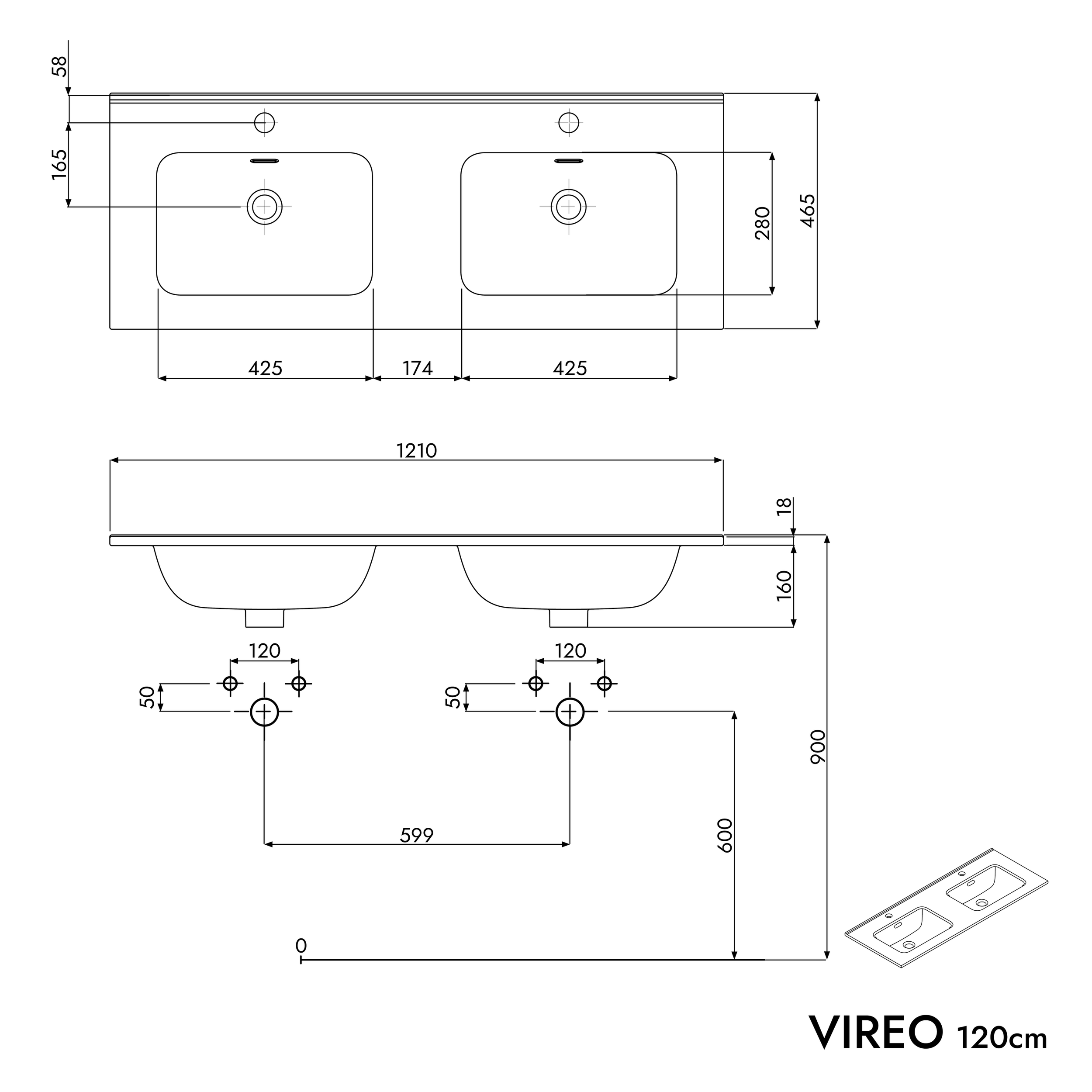 Meuble salle de bain VIREO 120 cm