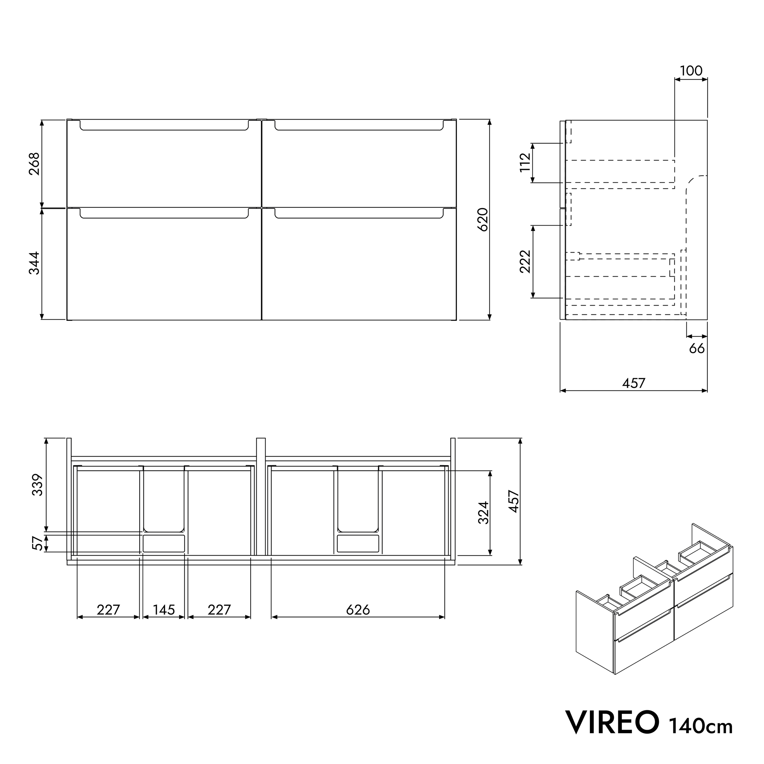 Badmöbel Unterschrank VIREO 140 cm