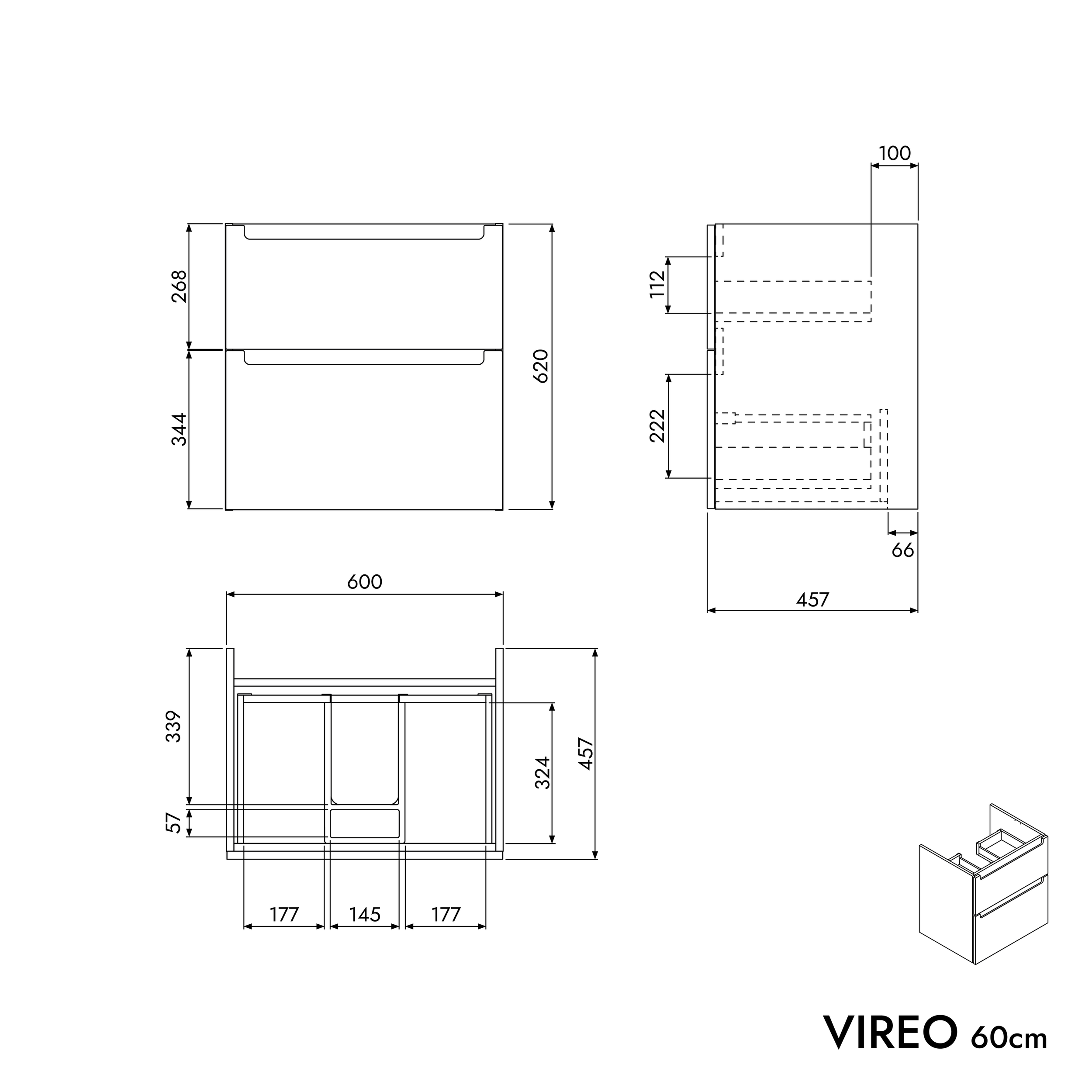 Meuble salle de bain VIREO 60 cm