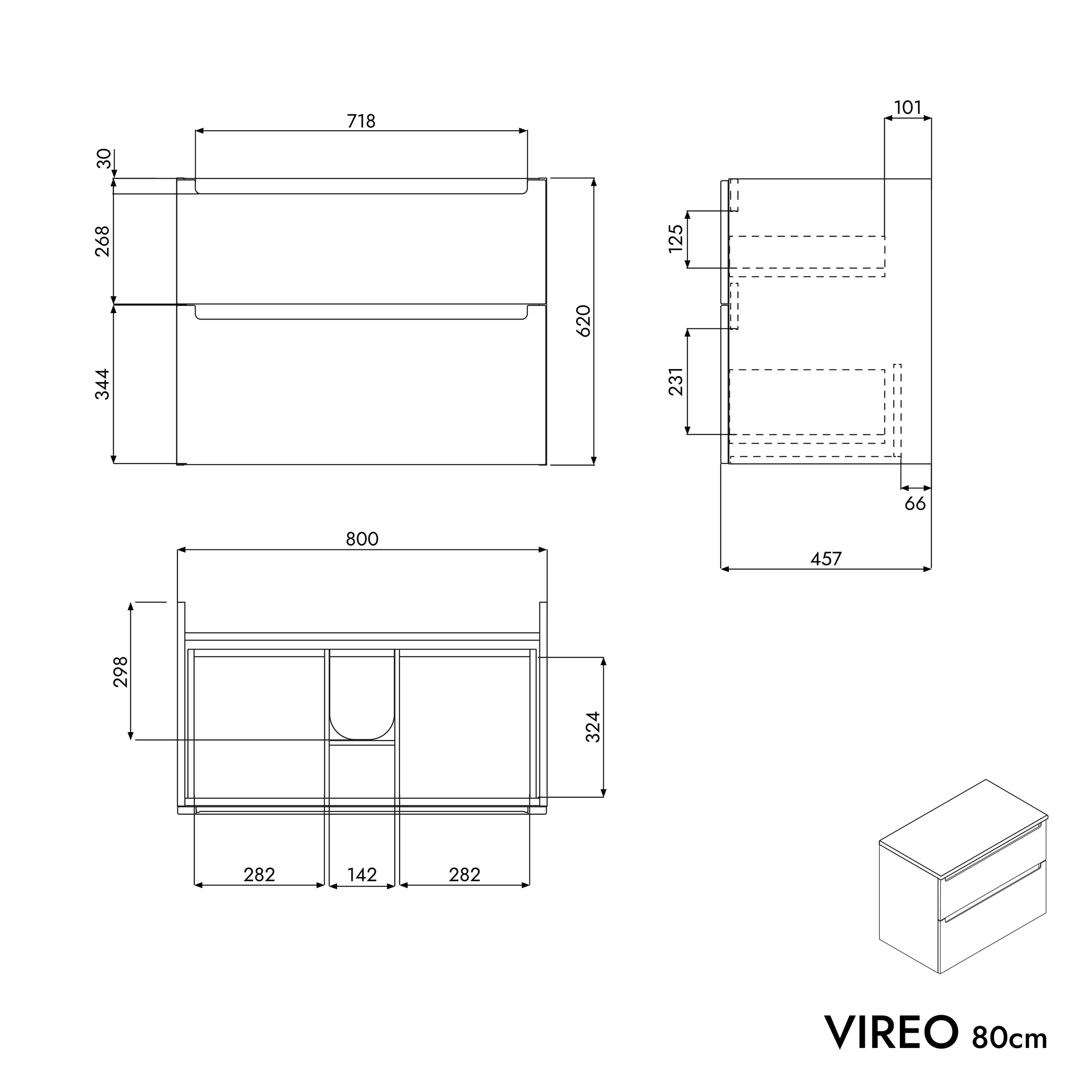 Meuble salle de bain VIREO 80 cm