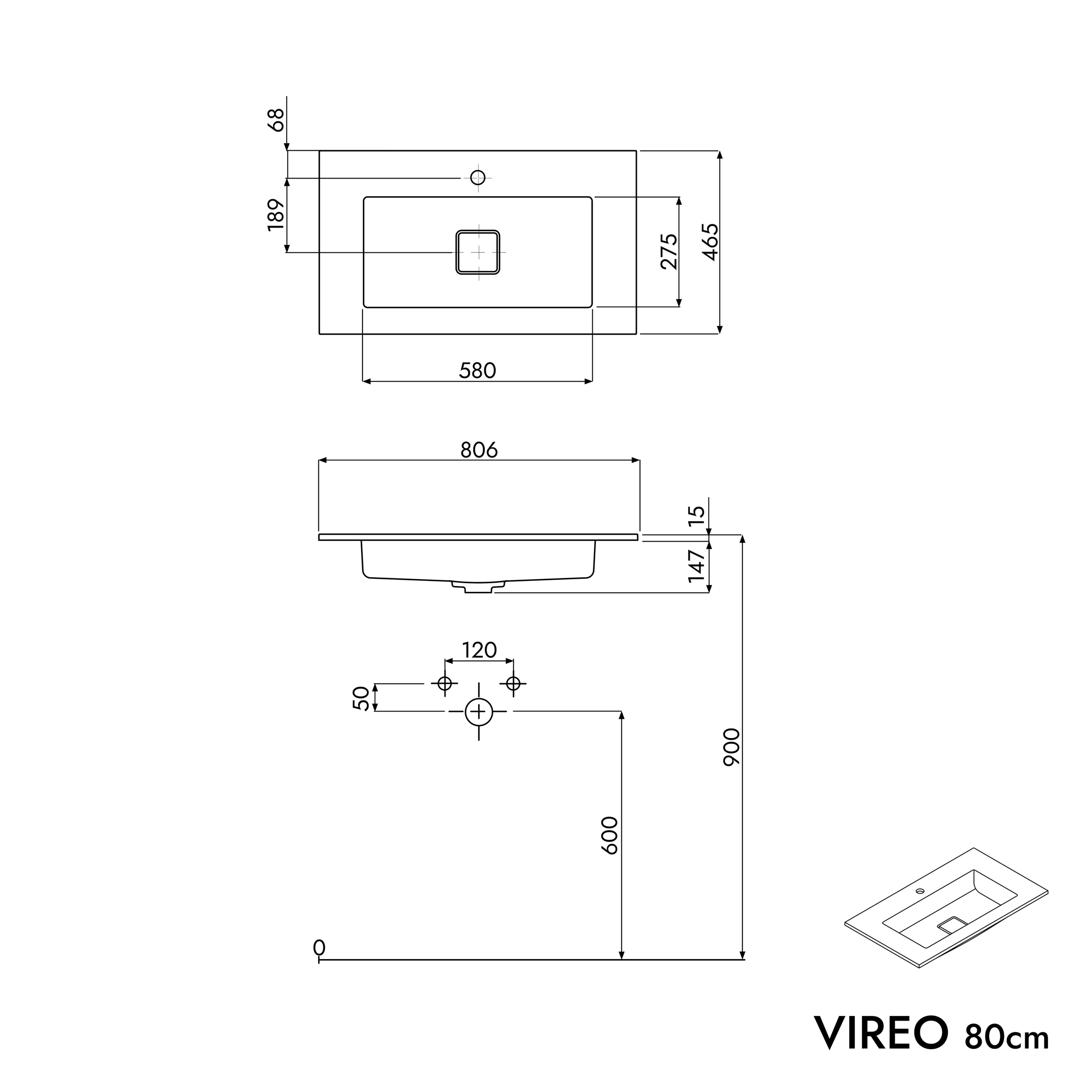 Meuble salle de bain VIREO 80 cm