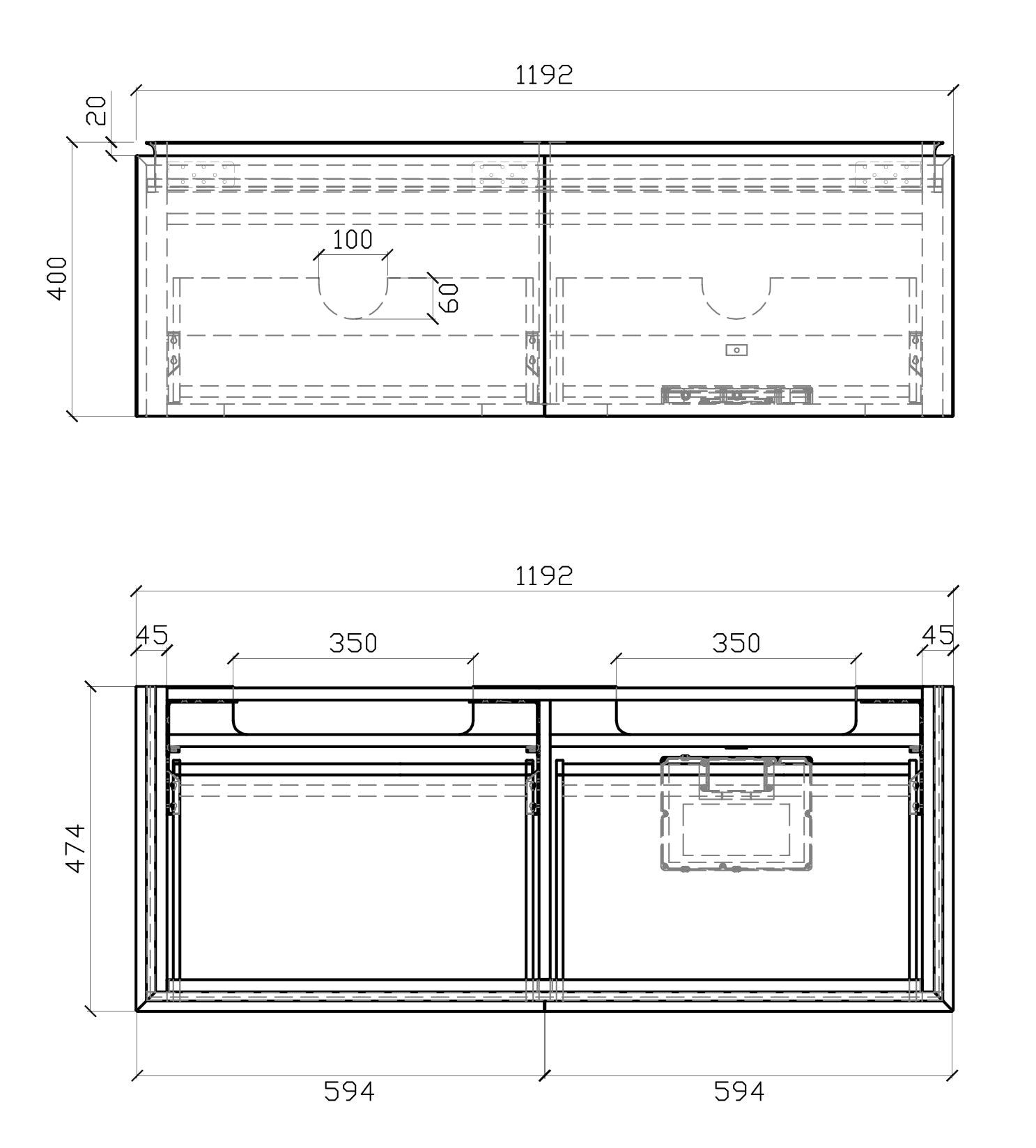 Meuble salle de bain TREASURE 1200