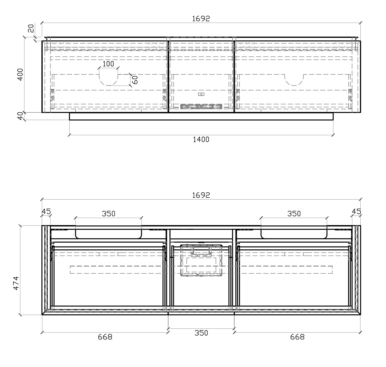 Meuble salle de bain TREASURE 1700 