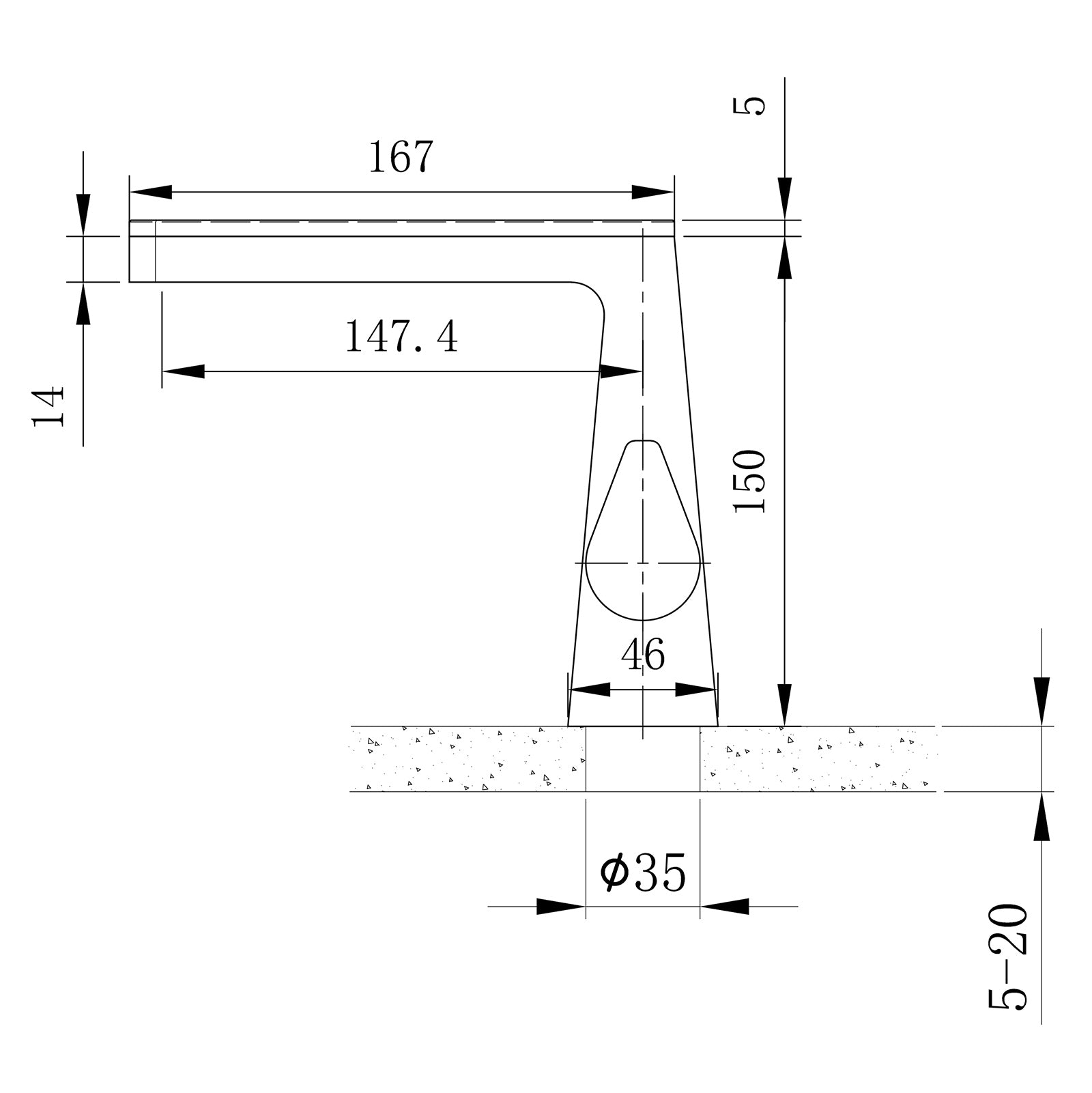 Mitigeur lavabo ou vasque bas NT7320 effet cascade
