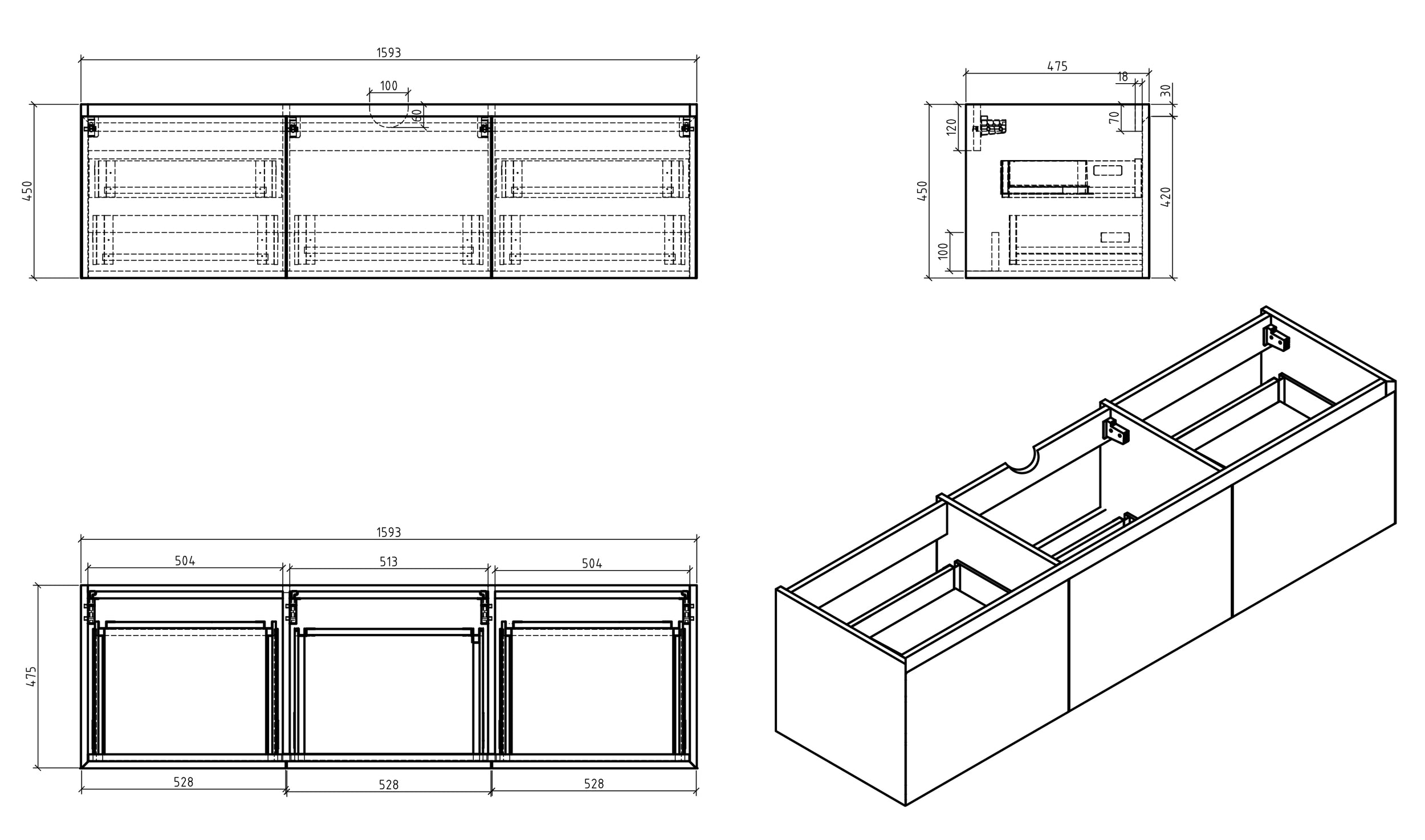Meuble salle de bain LUNA 1600