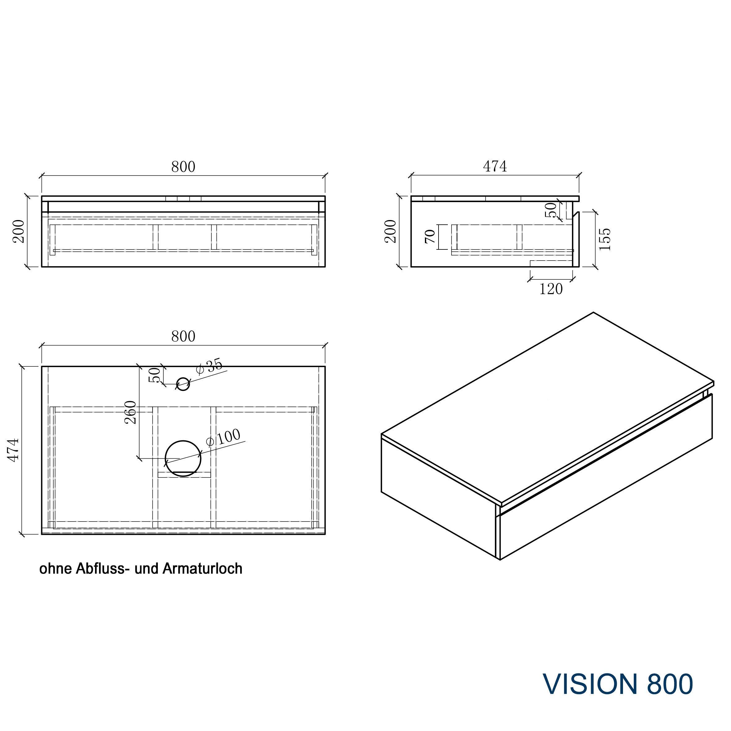 Meuble de salle de bains Vision 800