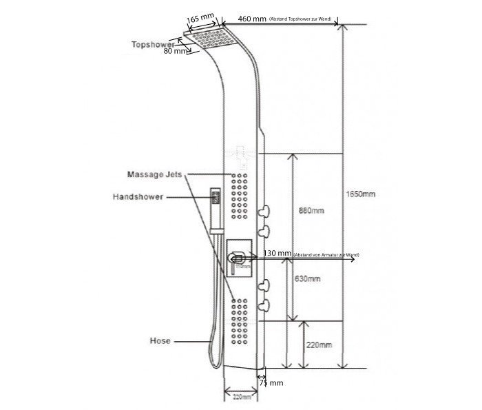 Système de douche avec colonne de douche thermostatique SEDAL 8815