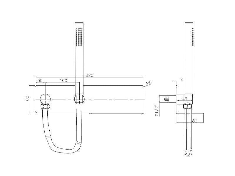 Coude de raccordement mural CZT050-1 avec support de douche