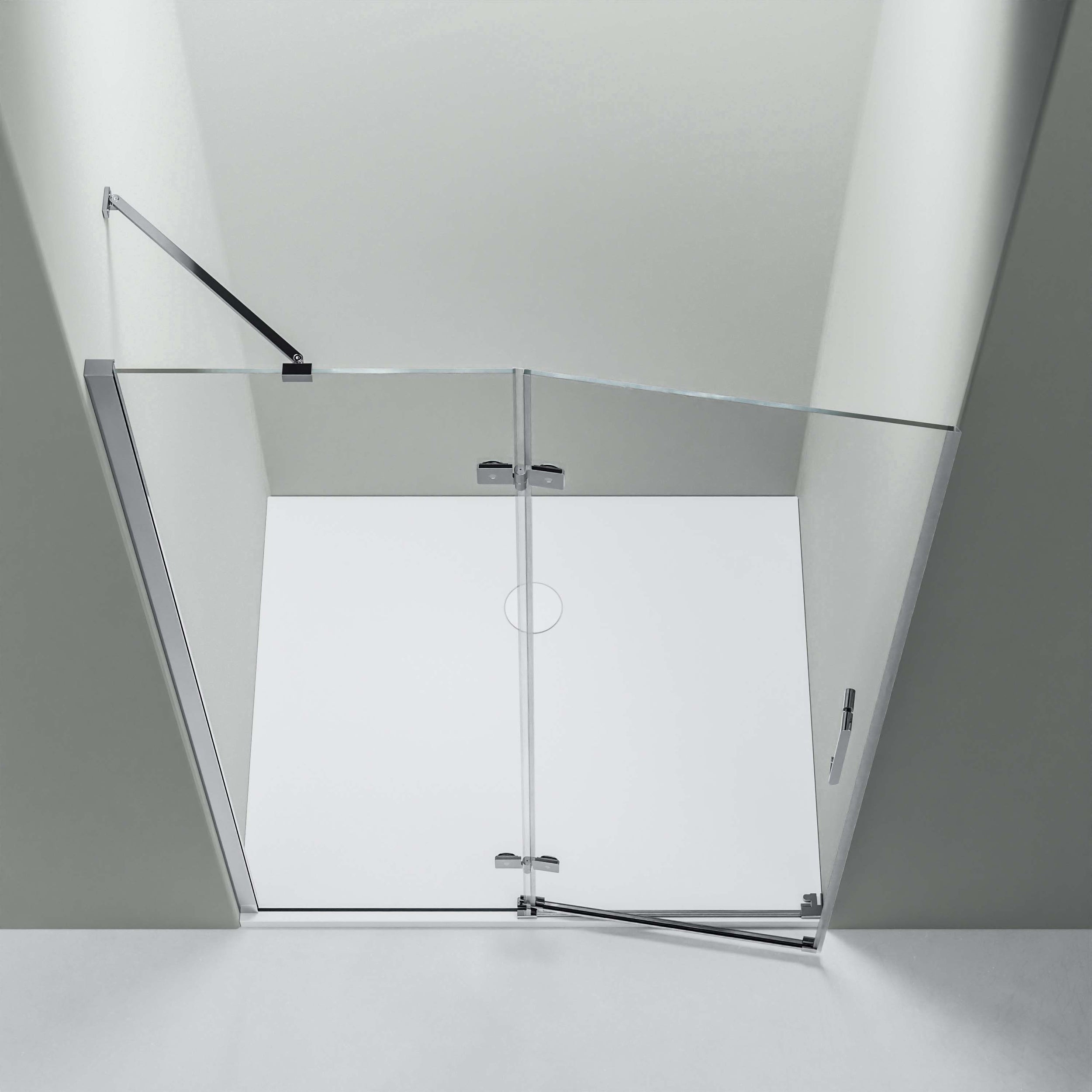 Douche de niche avec porte pivotante sur panneau fixe NT403