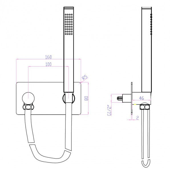 Raccord mural CZT050B avec support de douche