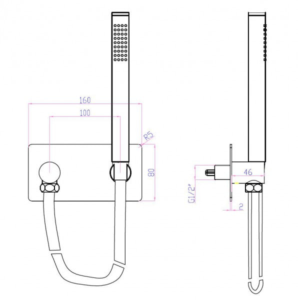 Coude de raccordement mural avec support de douche CZT050B